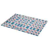 Retro Mod Pink Blue Checkerboard Abstrakt Schneidebrett (Ecke)