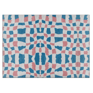Retro Mod Pink Blue Checkerboard Abstrakt Schneidebrett