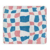 Retro Mod Pink Blue Checkerboard Abstrakt Schneidebrett (Vorderseite)