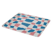 Retro Mod Pink Blue Checkerboard Abstrakt Schneidebrett (Ecke)