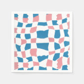 Retro Mod Pink Blue Checkerboard Abstrakt Serviette (Vorderseite)