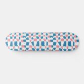 Retro Mod Pink Blue Checkerboard Abstrakt Skateboard (Horizontal)