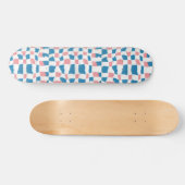 Retro Mod Pink Blue Checkerboard Abstrakt Skateboard (Horizontal)
