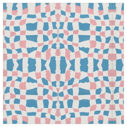 Retro Mod Pink Blue Checkerboard Abstrakt Stoff (Nahaufnahme)