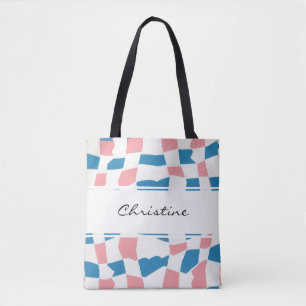 Retro Mod Pink Blue Checkerboard Abstrakt Tasche