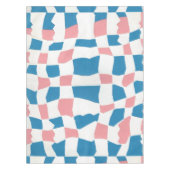 Retro Mod Pink Blue Checkerboard Abstrakt Tischdecke (Vorderseite)