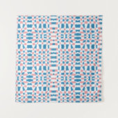 Retro Mod Pink Blue Checkerboard Abstrakt Wandteppich (Vorderseite (Horizontal))
