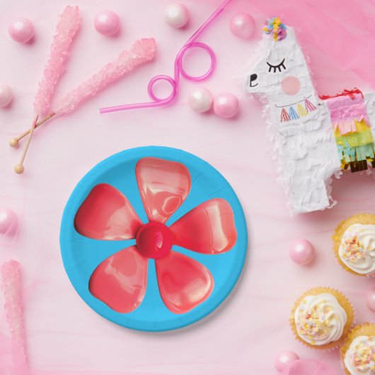 Retro MOD Pink Blume Blumengarten Hochzeit Pappteller (Party)