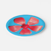 Retro MOD Pink Blume Blumengarten Hochzeit Pappteller (Schrägansicht)