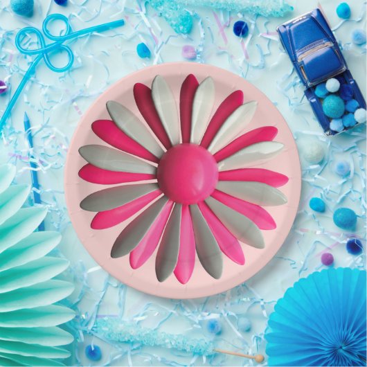 Retro MOD Pink Blume Floral Spring Garden Party Pappteller (Party)