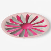 Retro MOD Pink Blume Floral Spring Garden Party Pappteller (Schrägansicht)