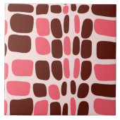 Retro Mod Pink & Chocolate Geometric Ceramic Tile Fliese (Vorderseite)
