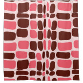 Retro Mod Pink & Chocolate Geometric Duschvorhang (Vorderseite)