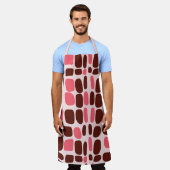 Retro-Mod-Pink- und Schokoladen-Geometrie-Schürze Schürze (Getragen)