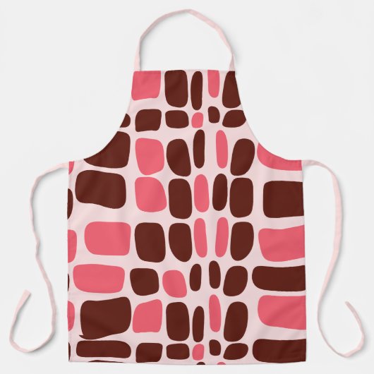 Retro-Mod-Pink- und Schokoladen-Geometrie-Schürze Schürze (Vorderseite)