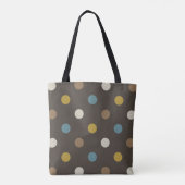 Retro Mod Polka Dots Blue Brown Name Personalized Tasche (Rückseite)