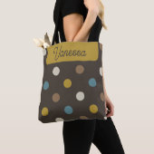 Retro Mod Polka Dots Blue Brown Name Personalized Tasche (Von Nahem)