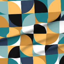 Retro-Mod-Quadrate in aquamarinem Senf-Schwarz-wei Stoff