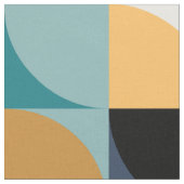 Retro-Mod-Quadrate in aquamarinem Senf-Schwarz-wei Stoff (Nahaufnahme)