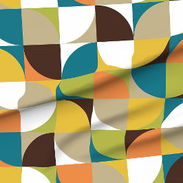 Retro-Mod-Quadrate, weißer Senf, aquamarin orange  Stoff