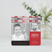 Retro Mod Red & Black Ogee 2 Foto Abschluss Ankündigung (Stehend Vorderseite)