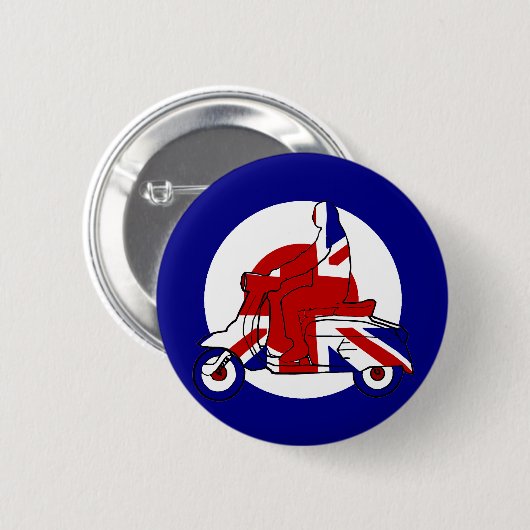 Retro Mod-Roller-Junge Großbritannien Button (Vorne & Hinten)