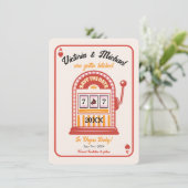 Retro-Mod-Save the Date-Slot-Maschine Hochfahren Einladung (Stehend Vorderseite)