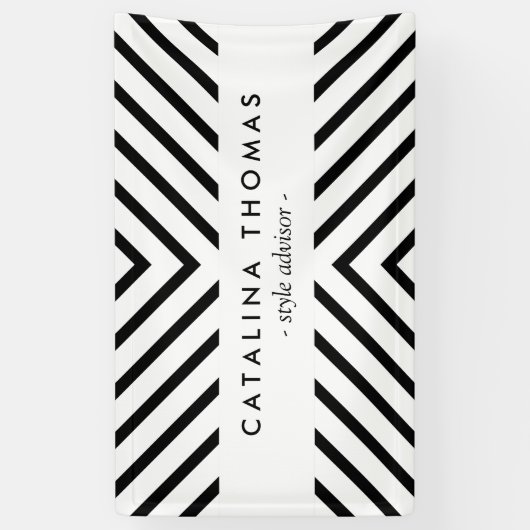 Retro Mod Schwarz-Weiß-Muster-Banner Banner (Vertikal)