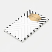 Retro Mod Schwarz-Weiß-Muster mit GoldEmblem Post-it Klebezettel (angewinkelt)