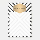 Retro Mod Schwarz-Weiß-Muster mit GoldEmblem Post-it Klebezettel (Vorderseite)