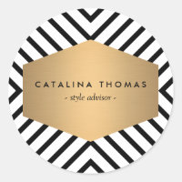 Retro Mod Schwarz-Weiß-Muster mit GoldEmblem