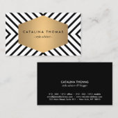 Retro Mod Schwarz-Weiß-Muster mit GoldEmblem Visitenkarte (Vorne/Hinten)