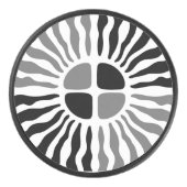 Retro Mod Schwarz-Weiß-Sonnenburst-Geometrie Eishockey Puck (Vorderseite)
