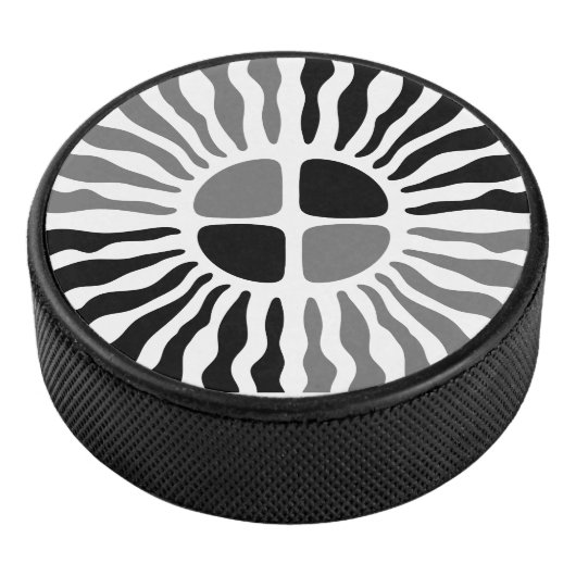 Retro Mod Schwarz-Weiß-Sonnenburst-Geometrie Eishockey Puck (3/4)
