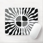 Retro Mod Schwarz-Weiß Sunburst Geometrische Maus Mousepad (Mit Mouse)