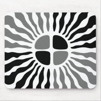 Retro Mod Schwarz-Weiß Sunburst Geometrische Maus Mousepad