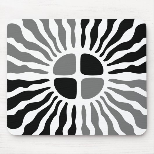 Retro Mod Schwarz-Weiß Sunburst Geometrische Maus Mousepad (Vorne)