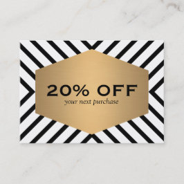 Retro Mod Schwarz-weißes Muster Gold Emblem Coupon