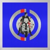 Retro Mod Scooter-Roller metallisch Poster (Vorne)