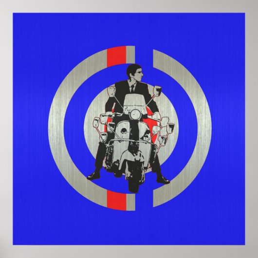 Retro Mod Scooter-Roller metallisch Poster (Vorne)