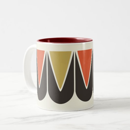 Retro Mod Ski Graphic Tasse Braungelb Orange (Vorderseite Links)