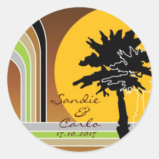 Retro Mod Stripes Tropical Summer Wedding Sticker