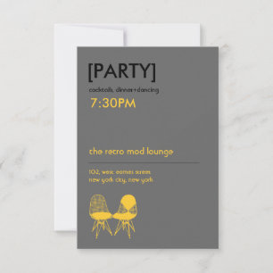 Retro-Mod-Stuhlpaar Eames Hochzeitsempfang Einladung