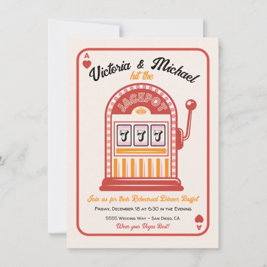 Retro-Mod trifft das Jackpot-Slotmaschine-Party Einladung (Vorderseite)