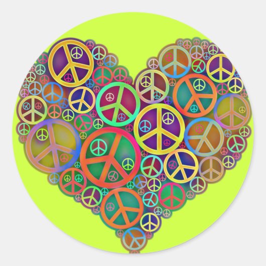 Retro Mod Vintag Peace Runder Aufkleber (Vorderseite)