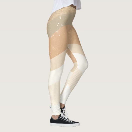 Retro Mod Waves Earthy Neutral Mode Leggings (Rechts)