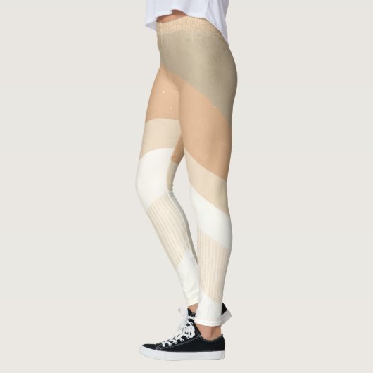 Retro Mod Waves Earthy Neutral Mode Leggings (Links)