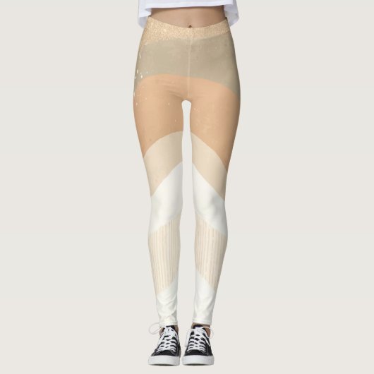 Retro Mod Waves Earthy Neutral Mode Leggings (Vorderseite)