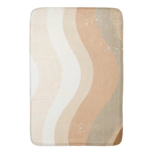 Retro-Mod Waves erdig neutrales Design Badematte (Vorderseite Vertikal)
