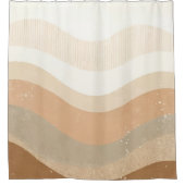 Retro-Mod Waves erdig neutrales Design Duschvorhang (Vorderseite)